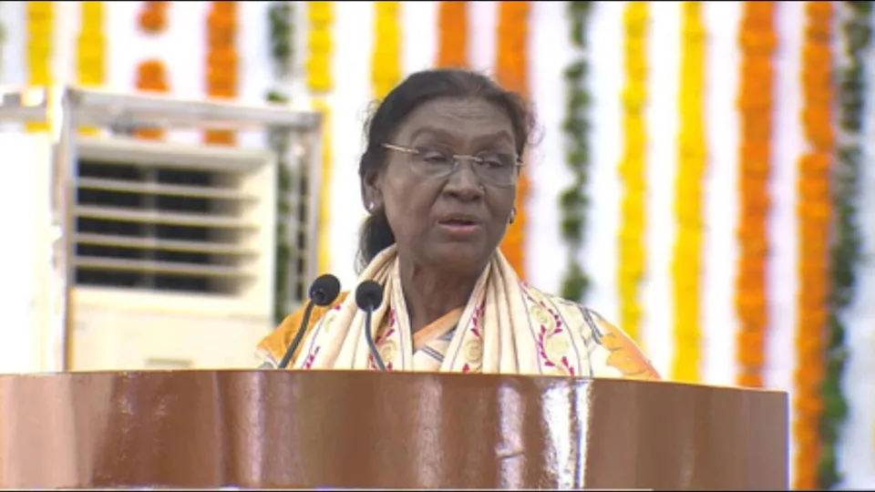 President Droupadi Murmu speaking, the photograph The Times of India published with the report.