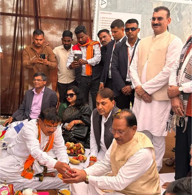 The bhoomi pujan at Tuta, the photograph ANI published with its report.